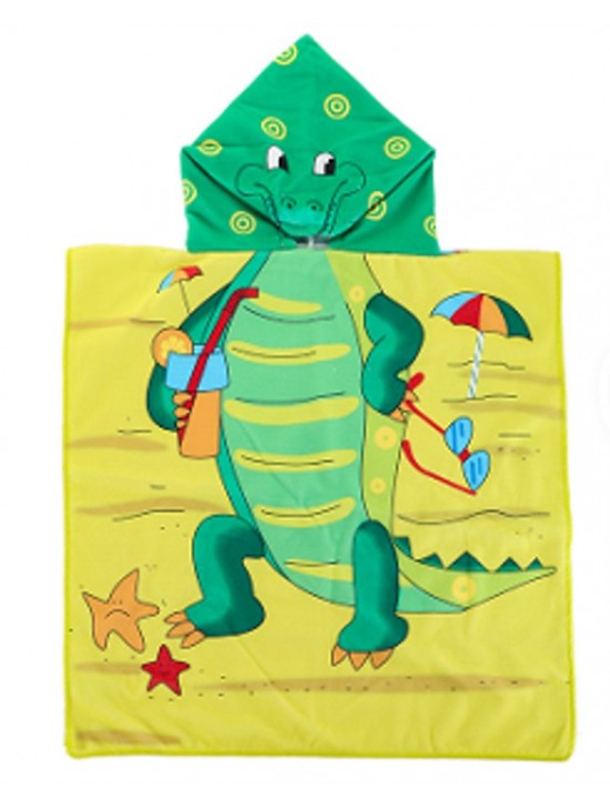 Kids Dinosaur Patterned Hoodie Towel